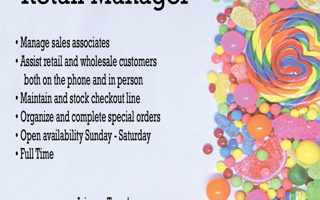 Retail Manager Position Available